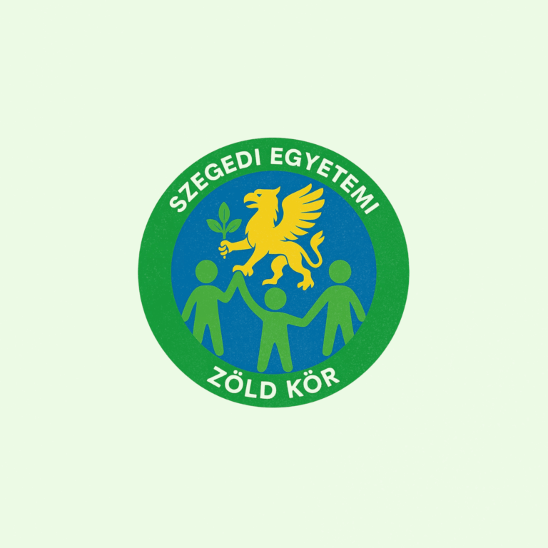 A szegedi egyetemi zöld kör logója neon zöld háttéren